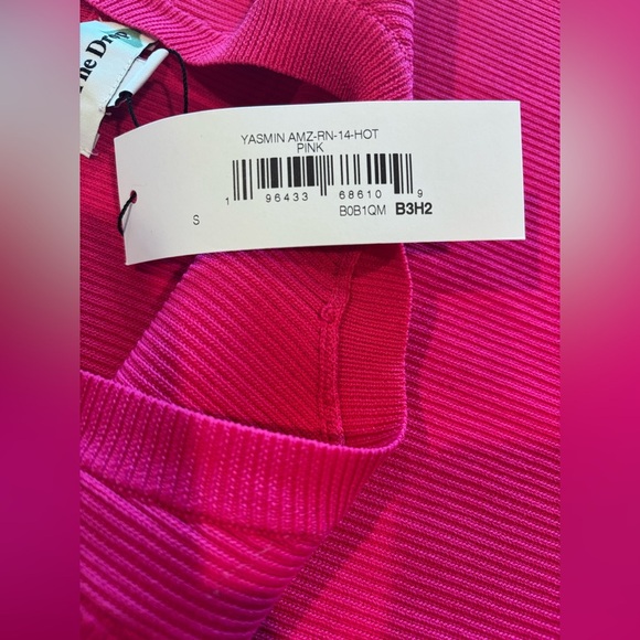 THE DROP Sleeveless Long Bright Pink Ribbed Bodycon Dress Size Small NWT - Picture 5 of 12